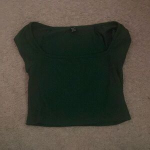 dark green scoop neck top